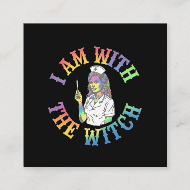 Tarjeta De Visita Cuadrada Estoy con la bruja - Halloween espeluznante y míst (Anverso)