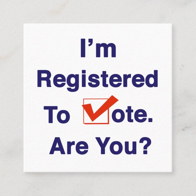 Tarjeta De Visita Cuadrada Estoy inscrito para votar 2026 (Anverso)