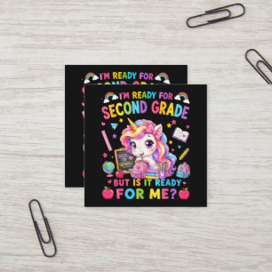 Tarjeta De Visita Cuadrada Estoy listo para el unicornio de segundo grado pri
