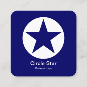 Tarjeta De Visita Cuadrada Estrella circular - Blanco sobre azul oscuro