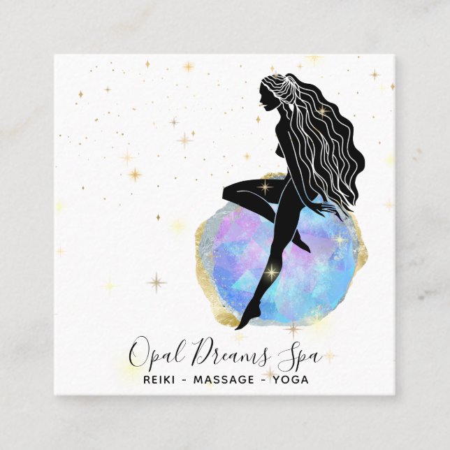 Tarjeta De Visita Cuadrada *~* Estrella de la Diosa Óptica Arcoiris Magical C (Anverso)