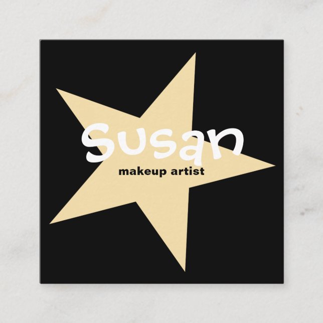 Tarjeta De Visita Cuadrada Estrella dorada en negro (Anverso)