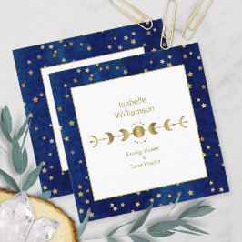 Tarjeta De Visita Cuadrada Estrellas celestes místicos en la fase lunar marin