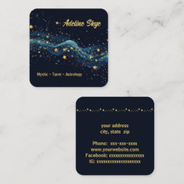 Tarjeta De Visita Cuadrada Estrellas celestiales de oro en azul