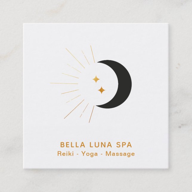 Tarjeta De Visita Cuadrada Estrellas crecientes del centelleo de la luna de (Anverso)