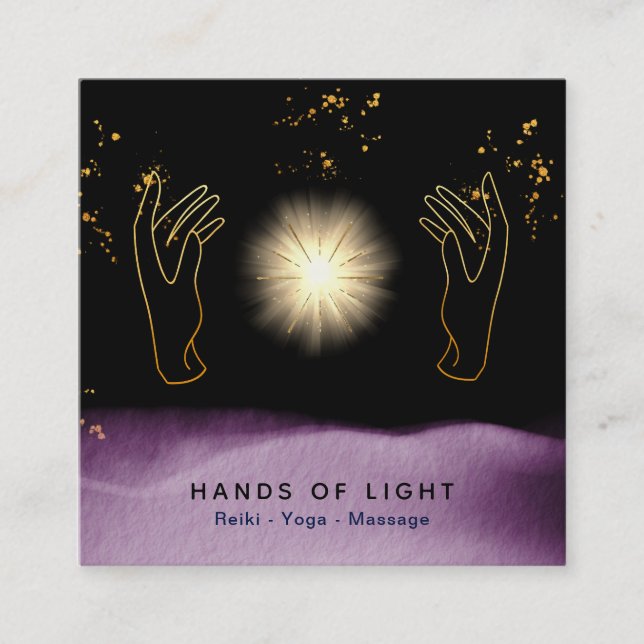 Tarjeta De Visita Cuadrada *~* Estrellas de energía universal para manos de c (Anverso)