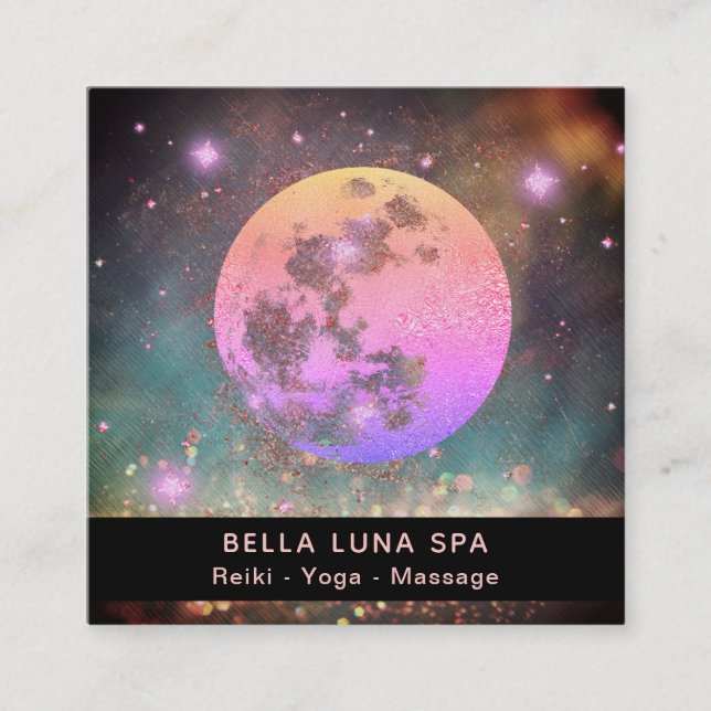 Tarjeta De Visita Cuadrada *~* Estrellas de luna de oro rosa oco (Anverso)