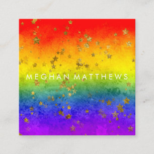 Tarjeta De Visita Cuadrada Estrellas de oro de arcoiris deslumbran maquillaje
