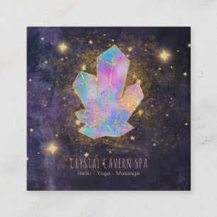 Tarjeta De Visita Cuadrada *~* Estrellas de Purpurina Mystic Crystals Gold y 