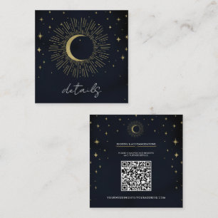 Tarjeta De Visita Cuadrada Estrellas Doradas Noche Explosión Celestial de Sol