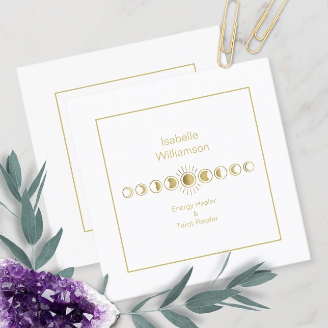 Tarjeta De Visita Cuadrada Estrellas místicas celestiales de la luna contra e (Subido por el creador)