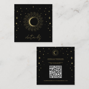 Tarjeta De Visita Cuadrada Estrellas negras y doradas ráfaga solar celestial 