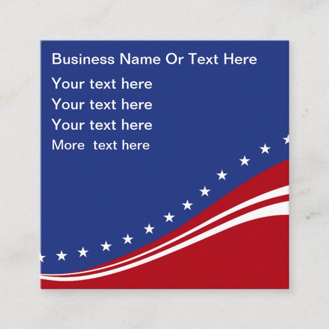 Tarjeta De Visita Cuadrada Estrellas Patriotas Patriotas Estadounidenses (Anverso)