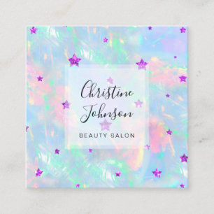 Tarjeta De Visita Cuadrada estrellas violetas purpurina de FAUX
