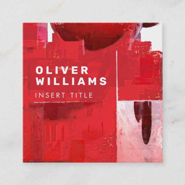 Tarjeta De Visita Cuadrada Estructura de resumen rojo profesional moderna (Anverso)