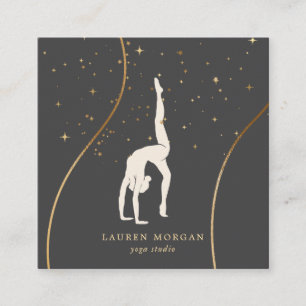 Tarjeta De Visita Cuadrada Estudio Bohemian Earth Tones Gold Yoga