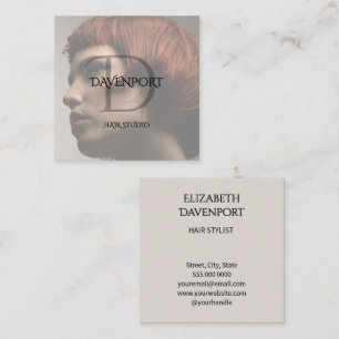 Tarjeta De Visita Cuadrada Estudio de Cabello Moderno Fotomonograma