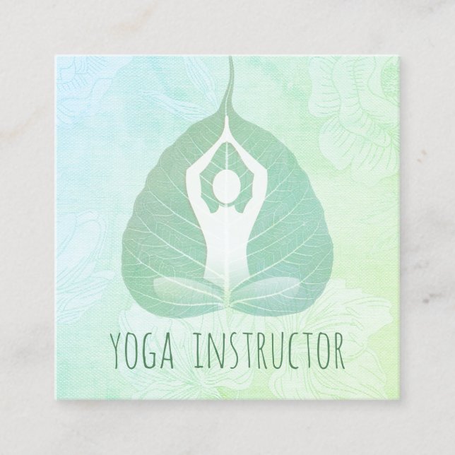 Tarjeta De Visita Cuadrada Estudio de instrucción de yoga Meditación Pose Bod (Anverso)