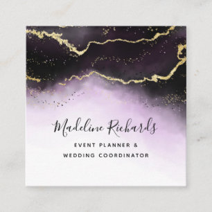 Tarjeta De Visita Cuadrada Ethereal Mist Ombre Amethyst Morple Watercolor