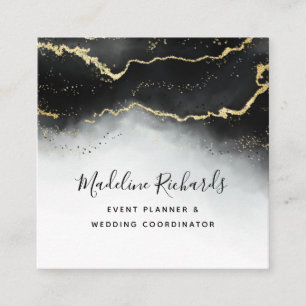 Tarjeta De Visita Cuadrada Ethereal Mist Ombre color de agua negro Moody mode