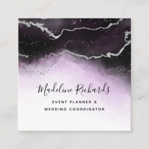 Tarjeta De Visita Cuadrada Ethereal Mist Ombre Ultra Violet acuarela Aurora