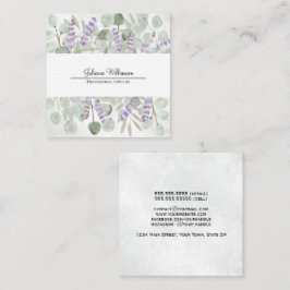 Tarjeta De Visita Cuadrada Eucalipto y Lavanda de color acuático elegante