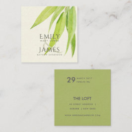 TARJETA DE VISITA CUADRADA EUCALYPTUS LEAF WATERCOLOR FOLIAGE BODA