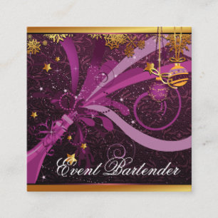 Tarjeta De Visita Cuadrada Evento Bartender Champagne Pop Nochevieja