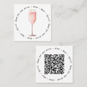 Tarjeta De Visita Cuadrada Evento Código QR Cartucho de bebida rosada Fizz