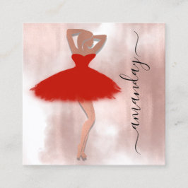 Tarjeta De Visita Cuadrada Evento de moda Tienda Rosa Vestido rojo Código QR 