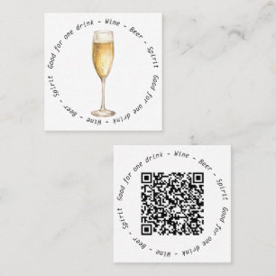 Tarjeta De Visita Cuadrada Evento profesional QR Código Champán Bebida Vouche