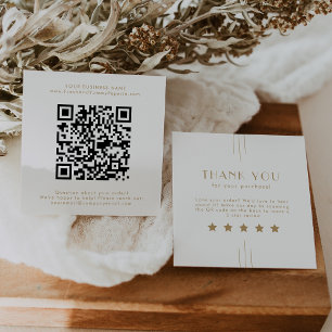 Tarjeta De Visita Cuadrada EVERLY Gold Art Deco Simple Código QR Deja una res