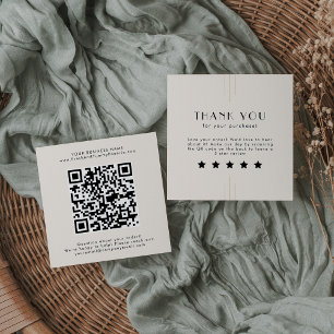 Tarjeta De Visita Cuadrada EVERLY Marfil Dorado Negro Código QR Deja una rese