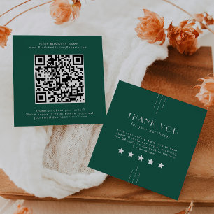 Tarjeta De Visita Cuadrada EVERLY Verde Esmeralda Código QR Deja una reseña