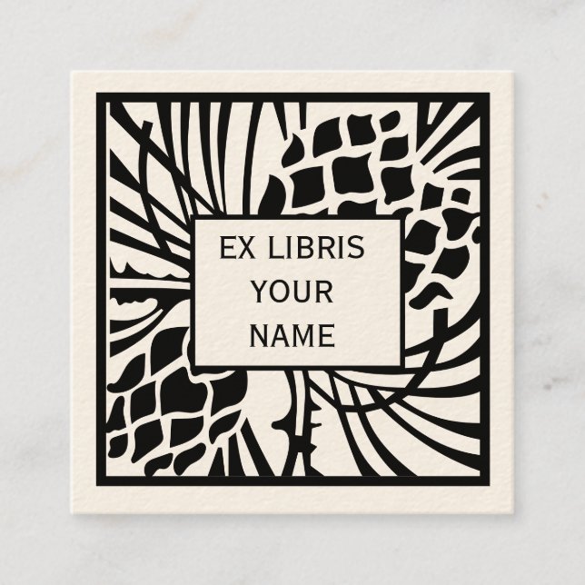 Tarjeta De Visita Cuadrada Ex pino del Bookplate de Libris (Anverso)