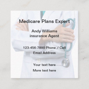 Tarjeta De Visita Cuadrada Experto en planes de Medicare Seguro de salud Repr