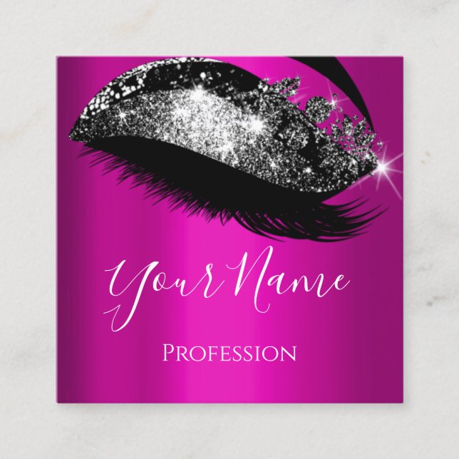 Tarjeta De Visita Cuadrada Extensión de pestañas Artista de maquillaje Vip de (Anverso)