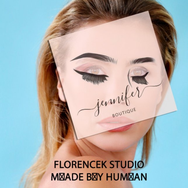 Tarjeta De Visita Cuadrada Extensión de pestañas de maquillaje profesional ro (Professional Makeup Eyelashes Extension Pink Square Business Card)