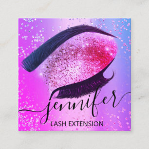 Tarjeta De Visita Cuadrada Extensión Eyelash Profesional Maquillaje Rosa Cal