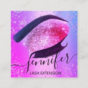 Tarjeta De Visita Cuadrada Extensión Eyelash Profesional Maquillaje Rosa Cali