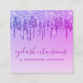 Tarjeta De Visita Cuadrada Extensiones de Eyelash de chispa de Purpurina púrp