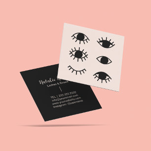 Tarjeta De Visita Cuadrada Extensiones de pestañas minimalistas Salón de bell