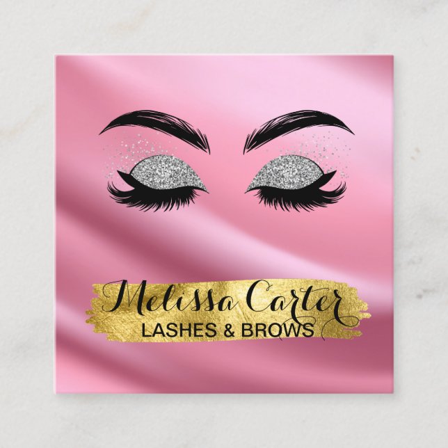 Tarjeta De Visita Cuadrada Extensiones Eyelash Artist Makeup Pulveriza Brotes (Anverso)