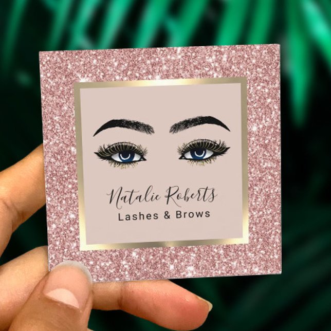 Tarjeta De Visita Cuadrada Extensiones Eyelash Maquillaje Artista Rosa Purpur (Subido por el creador)