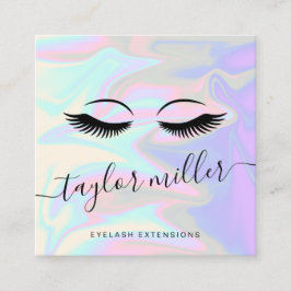 Tarjeta De Visita Cuadrada Extensiones holográficas elegantes y modernas