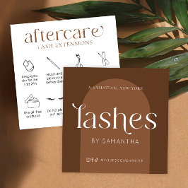 Tarjeta De Visita Cuadrada Extensiones Lash Aftercare Moderno Boho Terracotta