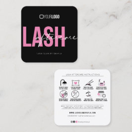 Tarjeta De Visita Cuadrada Extensiones Lash Instrucciones de Aftercare Square