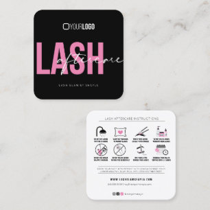 Tarjeta De Visita Cuadrada Extensiones Lash Instrucciones de Aftercare Square