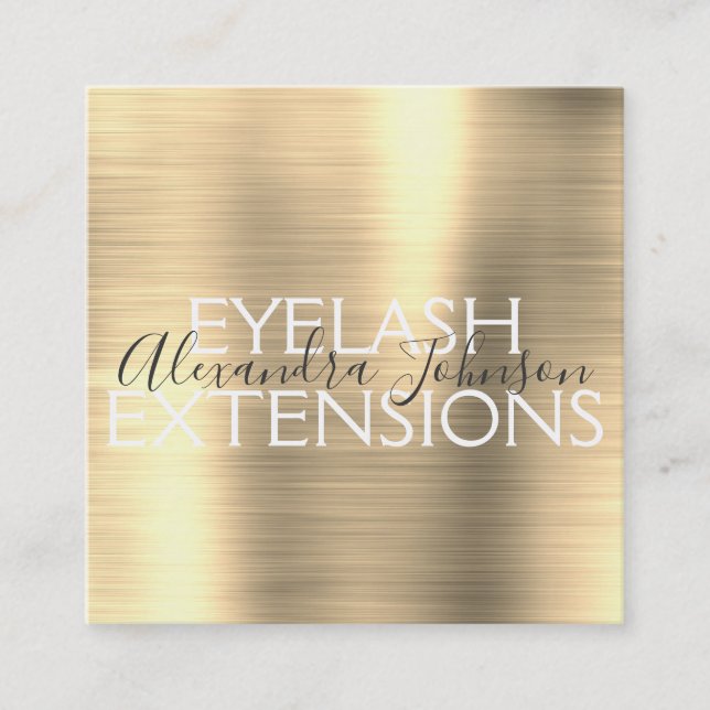Tarjeta De Visita Cuadrada Extensiones Metalizado Eyelash Cepadas de Oro de L (Anverso)