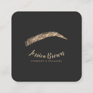 Tarjeta De Visita Cuadrada Eyebrow ataca a la moda de lujo purpurina de oro e